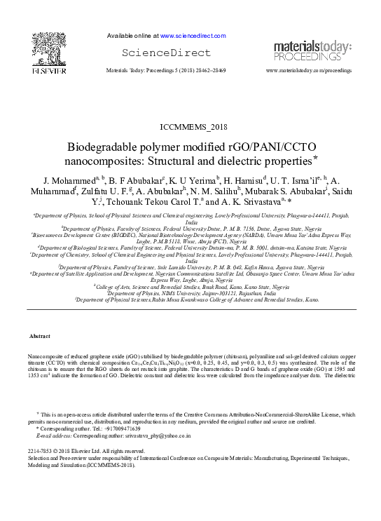 (PDF) Biodegradable polymer modified rGO/PANI/CCTO nanocomposites ...