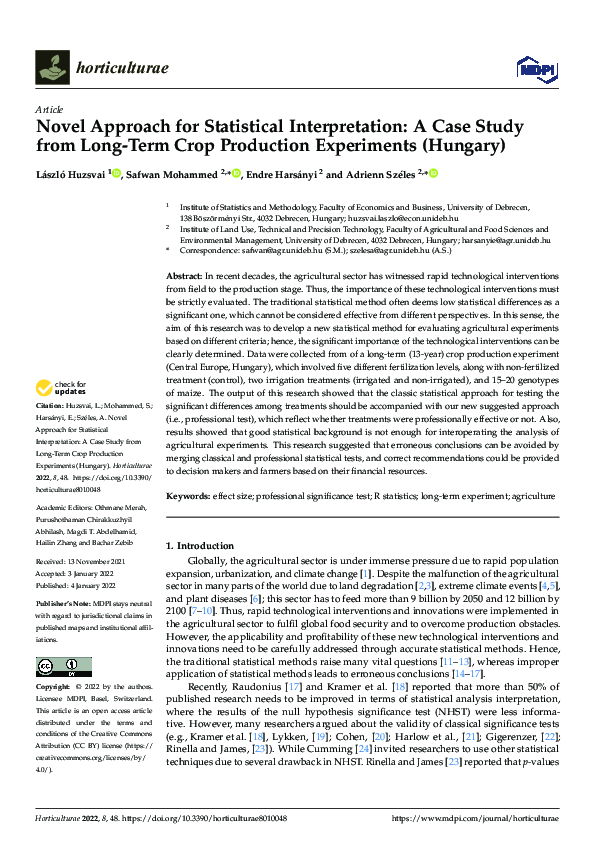 (PDF) Novel Approach for Statistical Interpretation: A Case Study from ...