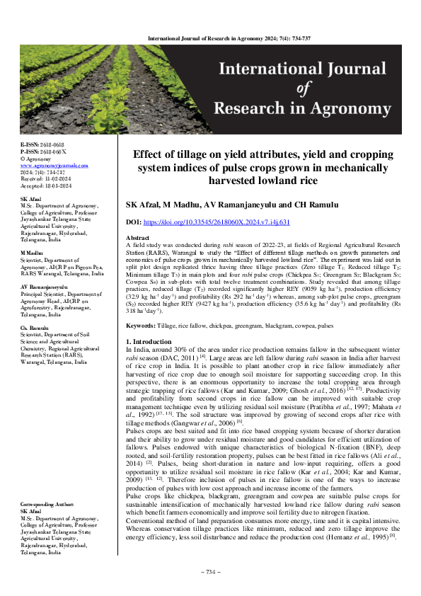 (PDF) Effect of tillage on yield attributes, yield and cropping system ...