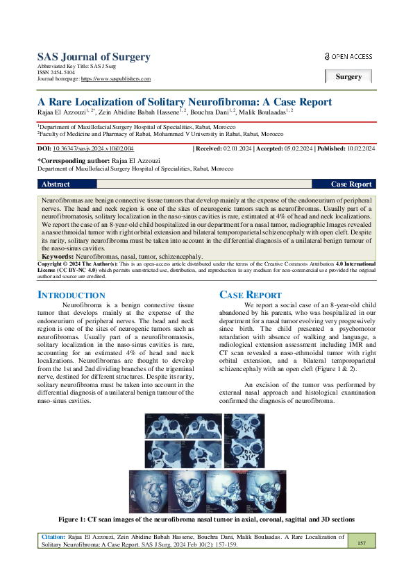 (PDF) A Rare Localization of Solitary Neurofibroma: A Case Report