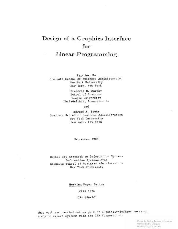 (PDF) Design of a Graphics Interface for Linear Programming