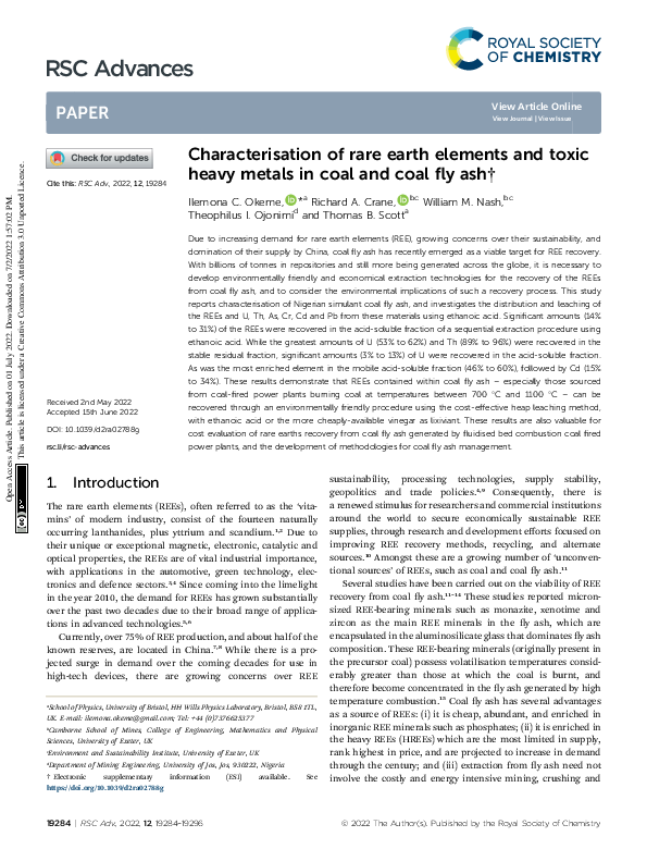 (PDF) Characterisation of rare earth elements and toxic heavy metals in ...