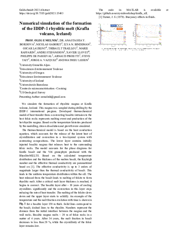 (PDF) Numerical simulation of the formation of the IDDP-1 rhyolitic ...
