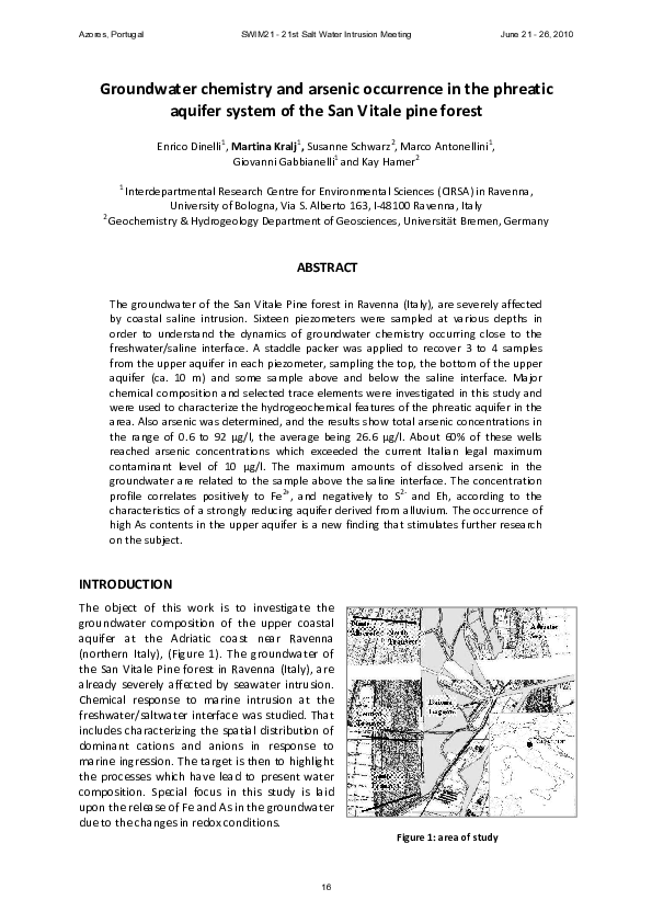 (PDF) Groundwater chemistry and arsenic occurrence in the phreatic ...