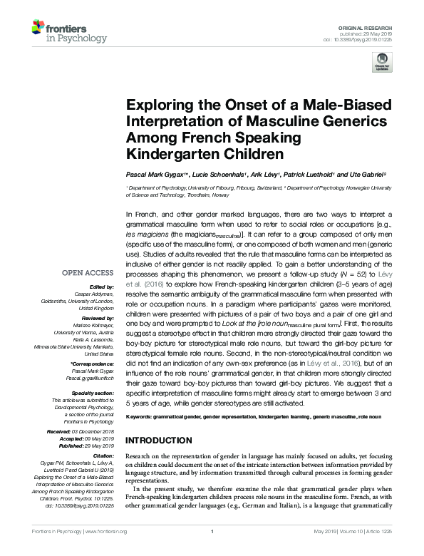(PDF) Exploring the Onset of a Male-Biased Interpretation of Masculine ...
