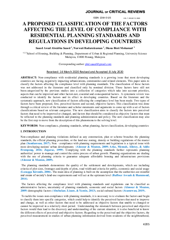 (PDF) A Proposed Classification of the Factors Affecting the Level of ...