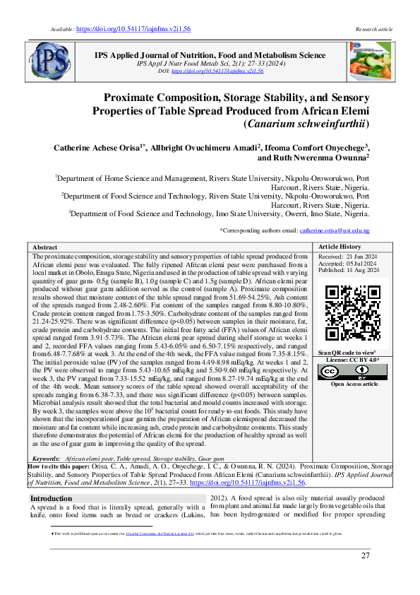 (PDF) Proximate Composition, Storage Stability, and Sensory Properties ...