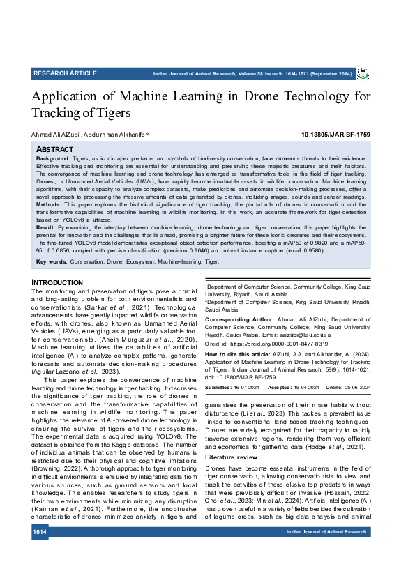 (PDF) Application of Machine Learning in Drone Technology for Tracking ...