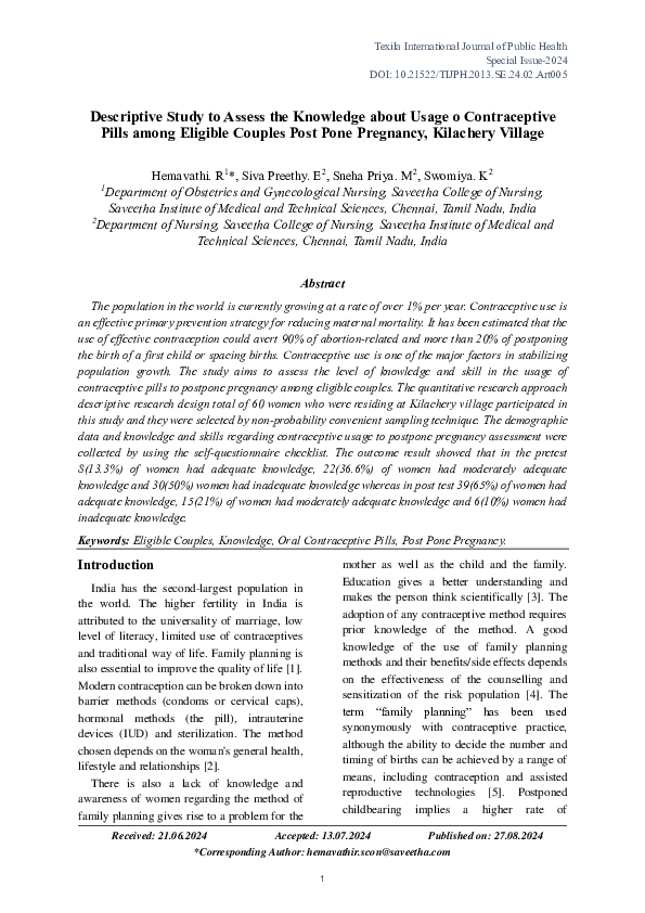 (PDF) Descriptive Study to Assess the Knowledge about Usage o ...