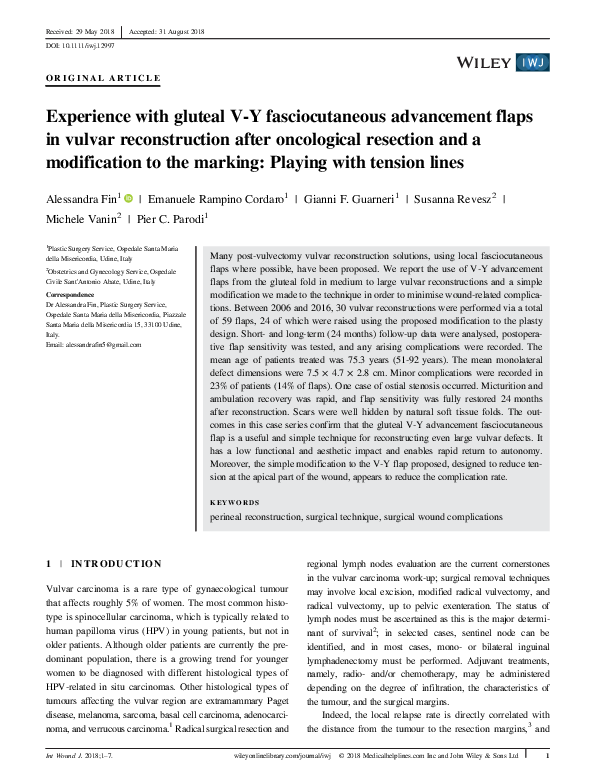 (PDF) Experience with gluteal V‐Y fasciocutaneous advancement flaps in ...