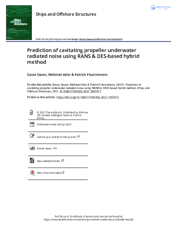 (PDF) Prediction of cavitating propeller underwater radiated noise ...