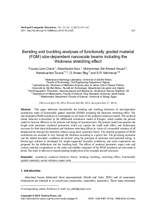 (PDF) Bending and buckling analyses of functionally graded material ...