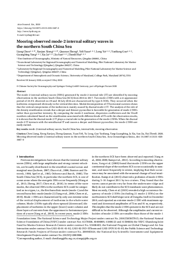 (PDF) Mooring observed mode-2 internal solitary waves in the northern ...