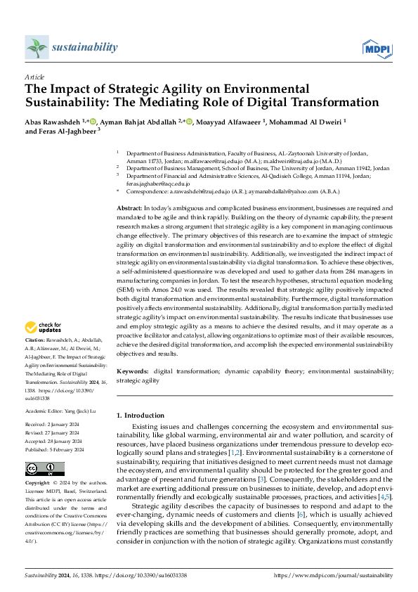 (PDF) The Impact of Strategic Agility on Environmental Sustainability ...
