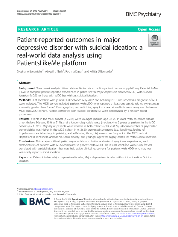 (PDF) Patient-reported outcomes in major depressive disorder with ...