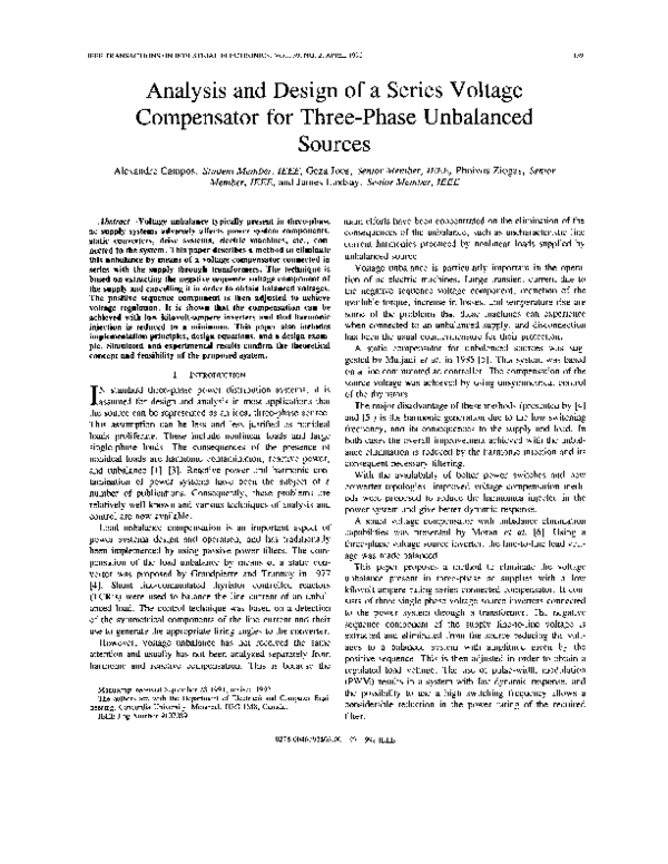 (PDF) Analysis and design of a series voltage compensator for three ...