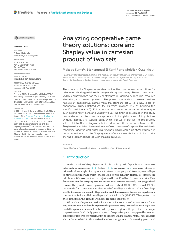 (PDF) Analyzing cooperative game theory solutions: core and Shapley ...