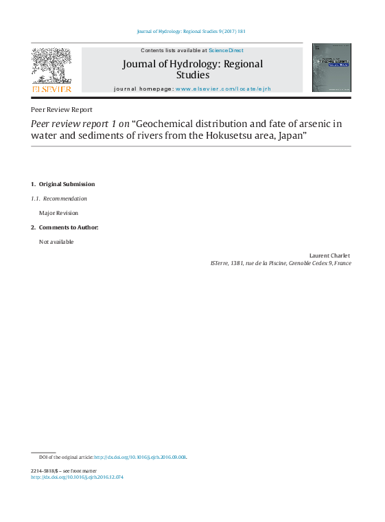 (PDF) Peer review report 1 on “Geochemical distribution and fate of ...
