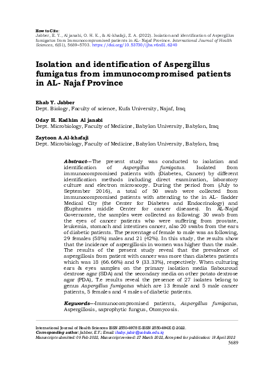 (PDF) Isolation and identification of Aspergillus fumigatus from ...