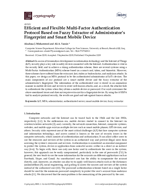(PDF) Efficient and Flexible Multi-Factor Authentication Protocol Based ...