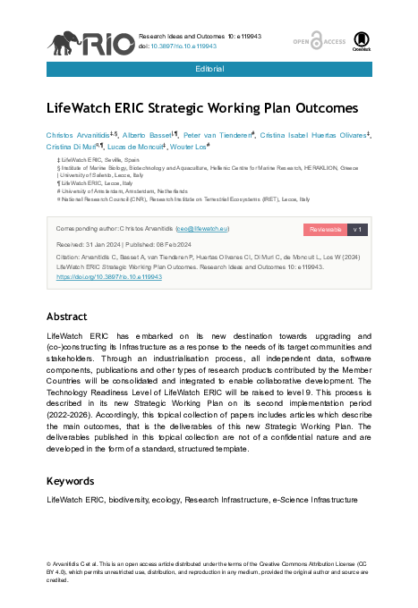 (PDF) LifeWatch ERIC Strategic Working Plan Outcomes