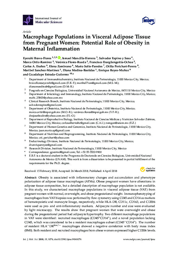 (PDF) Macrophage Populations in Visceral Adipose Tissue from Pregnant ...