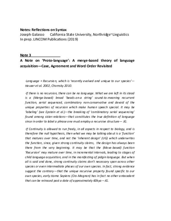 (PDF) Notes: Reflections on Syntax Joseph Galasso California State ...