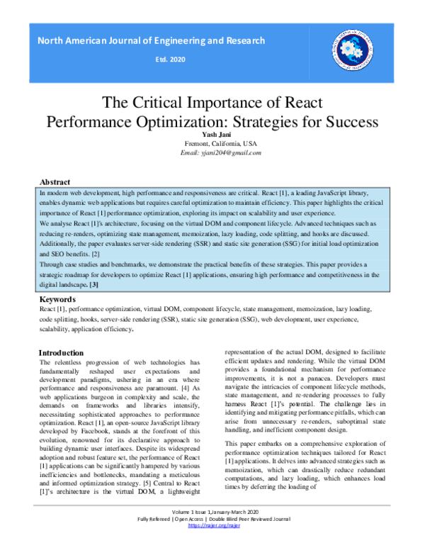(PDF) The Critical Importance of React Performance Optimization ...