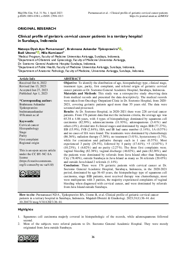 (PDF) Clinical profile of geriatric cervical cancer patients in a ...