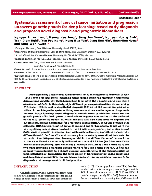 (PDF) Systematic assessment of cervical cancer initiation and ...