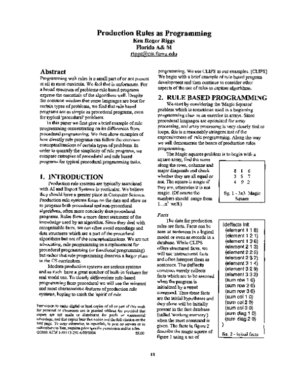 (PDF) Production rules as programming