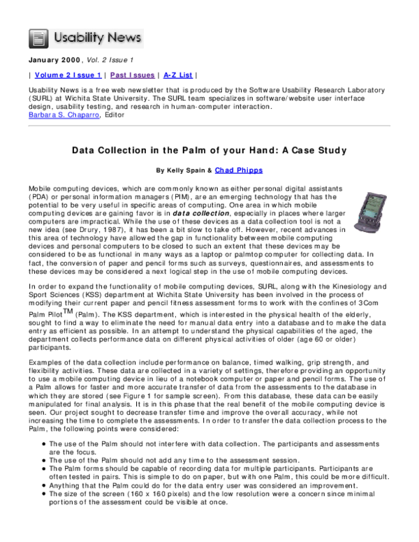 (PDF) Data Collection in the Palm of Your Hand: A Case Study
