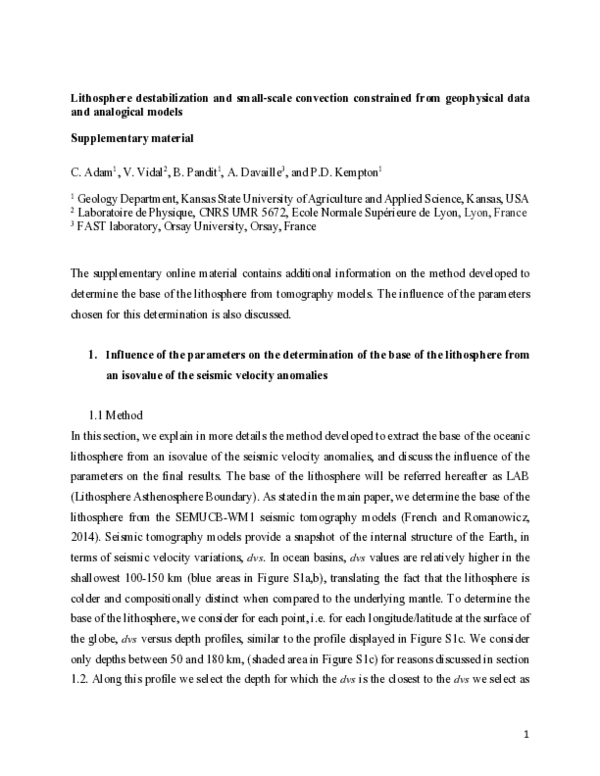 (PDF) Lithosphere Destabilization and Small‐Scale Convection ...