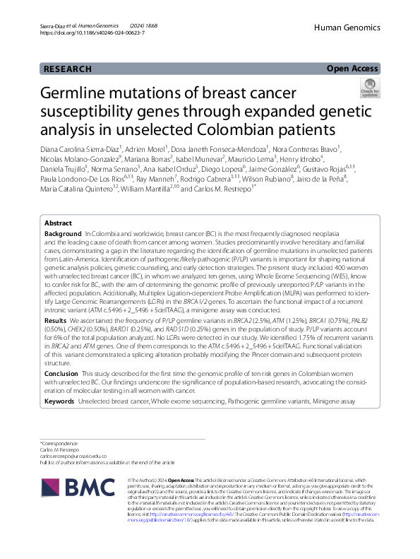(PDF) Germline mutations of breast cancer susceptibility genes through ...