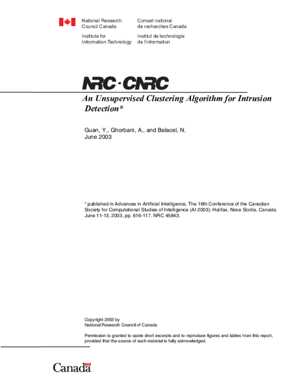 (PDF) An Unsupervised Clustering Algorithm for Intrusion Detection