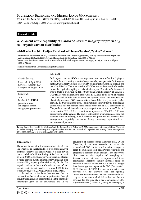 (PDF) Assessment of the capability of Landsat-8 satellite imagery for ...
