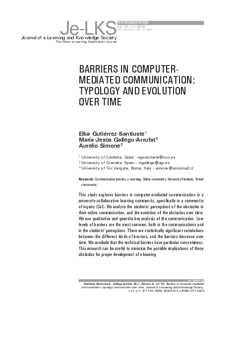 (PDF) Barriers in Computer- Mediated Communication: Typology and ...