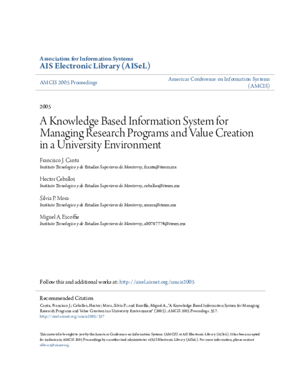 (PDF) A Knowledge Based Information System for Managing Research ...