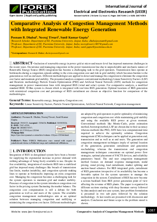 (PDF) Comparative Analysis of Congestion Management Methods with ...