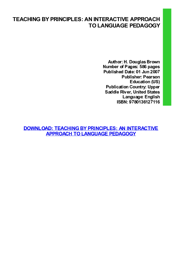 (PDF) Teaching by Principles: An Interactive Approach to Language Pedagogy