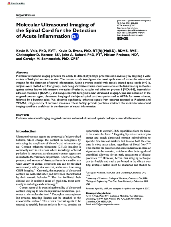 (PDF) Molecular Ultrasound Imaging of the Spinal Cord for the Detection ...