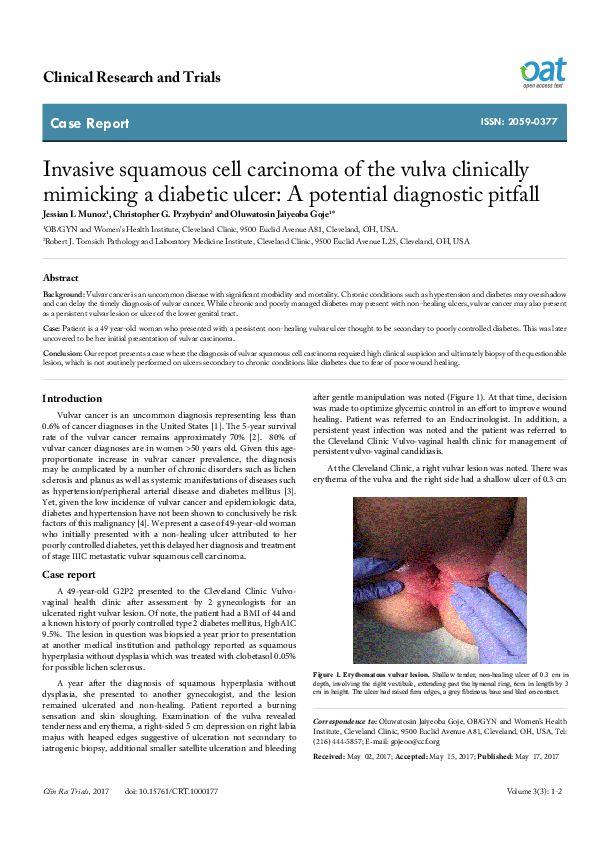 (PDF) Invasive squamous cell carcinoma of the vulva clinically ...