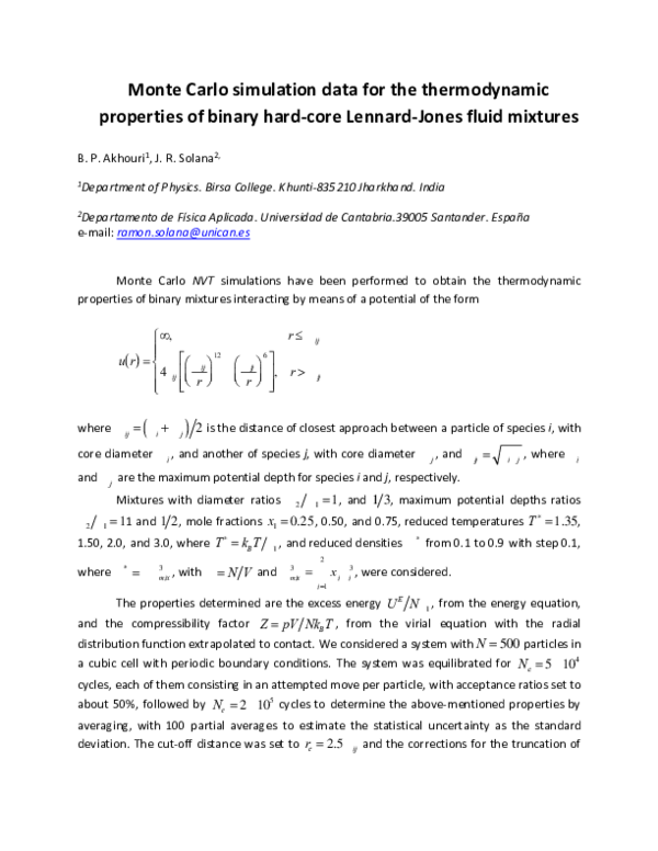 (PDF) Monte Carlo simulation and theoretical calculation of the ...