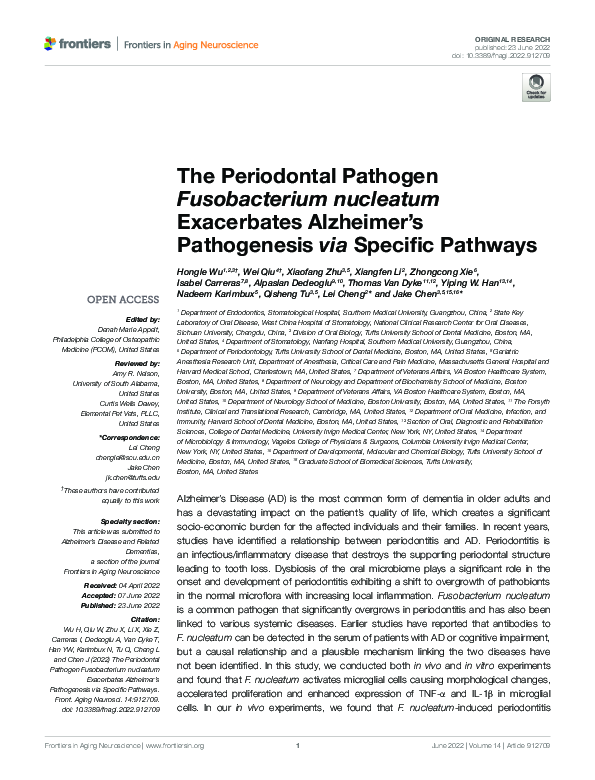 (PDF) The Periodontal Pathogen Fusobacterium nucleatum Exacerbates ...