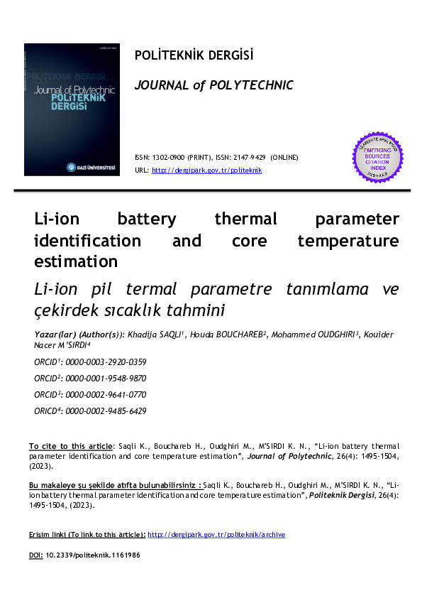 (PDF) Lithium-Ion Battery Thermal Parameter Identification and Core ...
