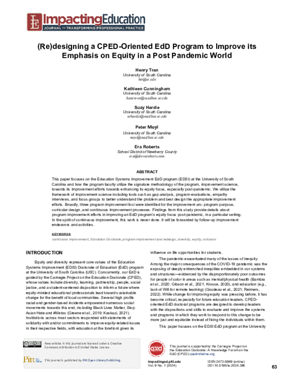 (PDF) (Re)designing a CPED-Oriented EdD Program to Improve its Emphasis ...