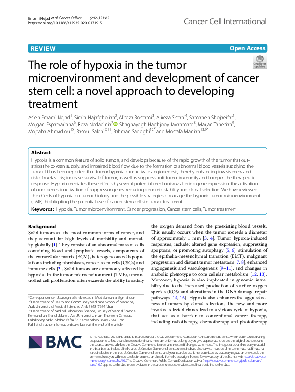 (PDF) The role of hypoxia in the tumor microenvironment and development ...