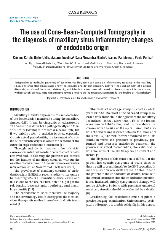 (PDF) The use of Cone-Beam-Computed Tomography in the diagnosis of ...