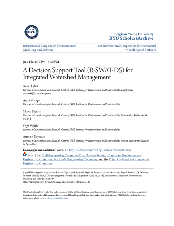 (PDF) A Decision Support Tool (R-SWAT-DS) for Integrated Watershed ...