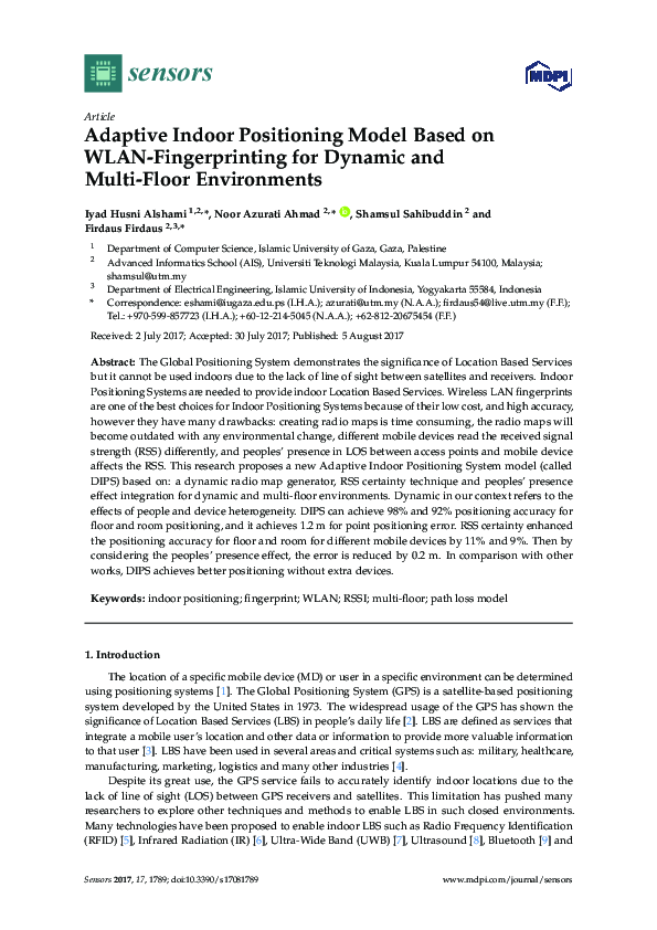 (PDF) Adaptive Indoor Positioning Model Based on WLAN-Fingerprinting ...